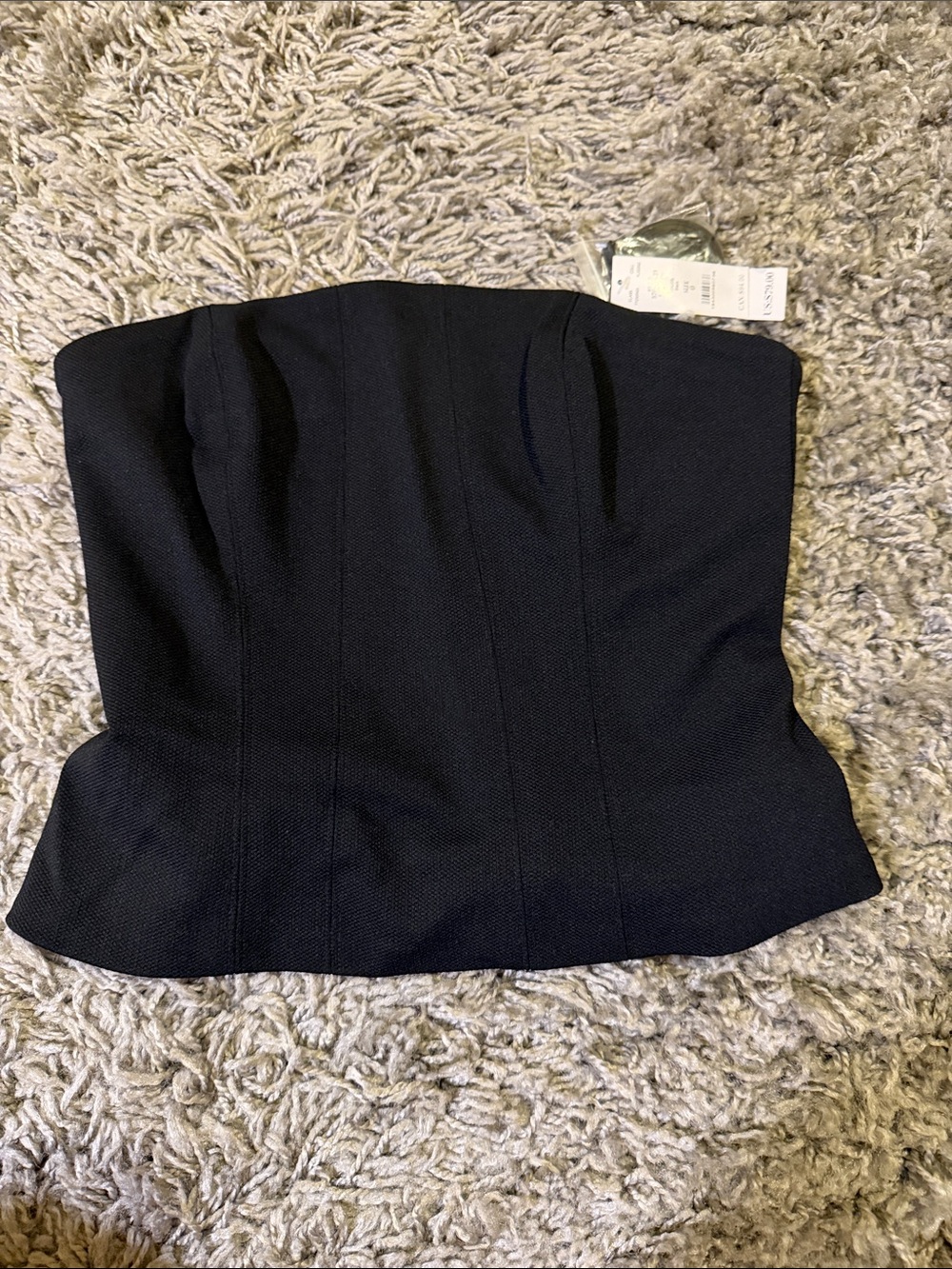 White House Black Market Black Strapless Bustier Top With Removable Straps